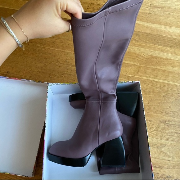 Jeffrey Campbell DAUPHIN Platform Knee-high Heel Boots NEW IN BOX - Violet - Picture 10 of 14